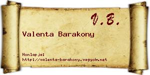 Valenta Barakony névjegykártya
